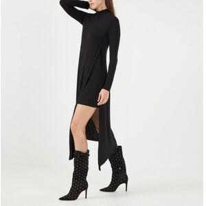 BCBGMAXAZRIA Women’s Dress | Jada Asymmetrical Turtleneck Dress Black